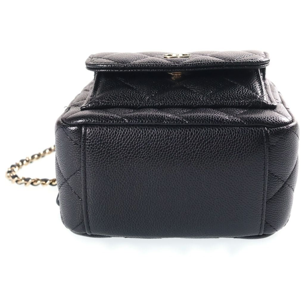 Chanel Mini Backpack Black Caviar Leather Gold — view 4