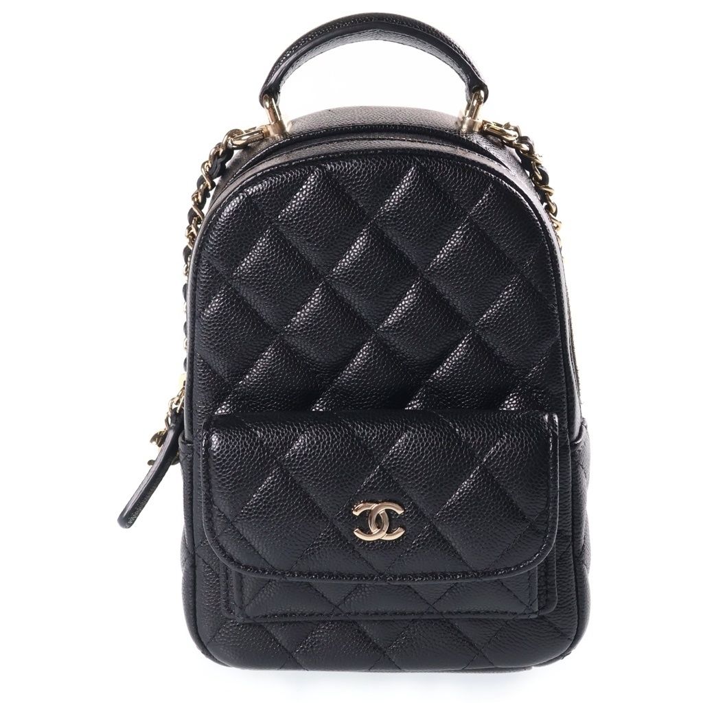 Chanel Mini Backpack Black Caviar Leather Gold