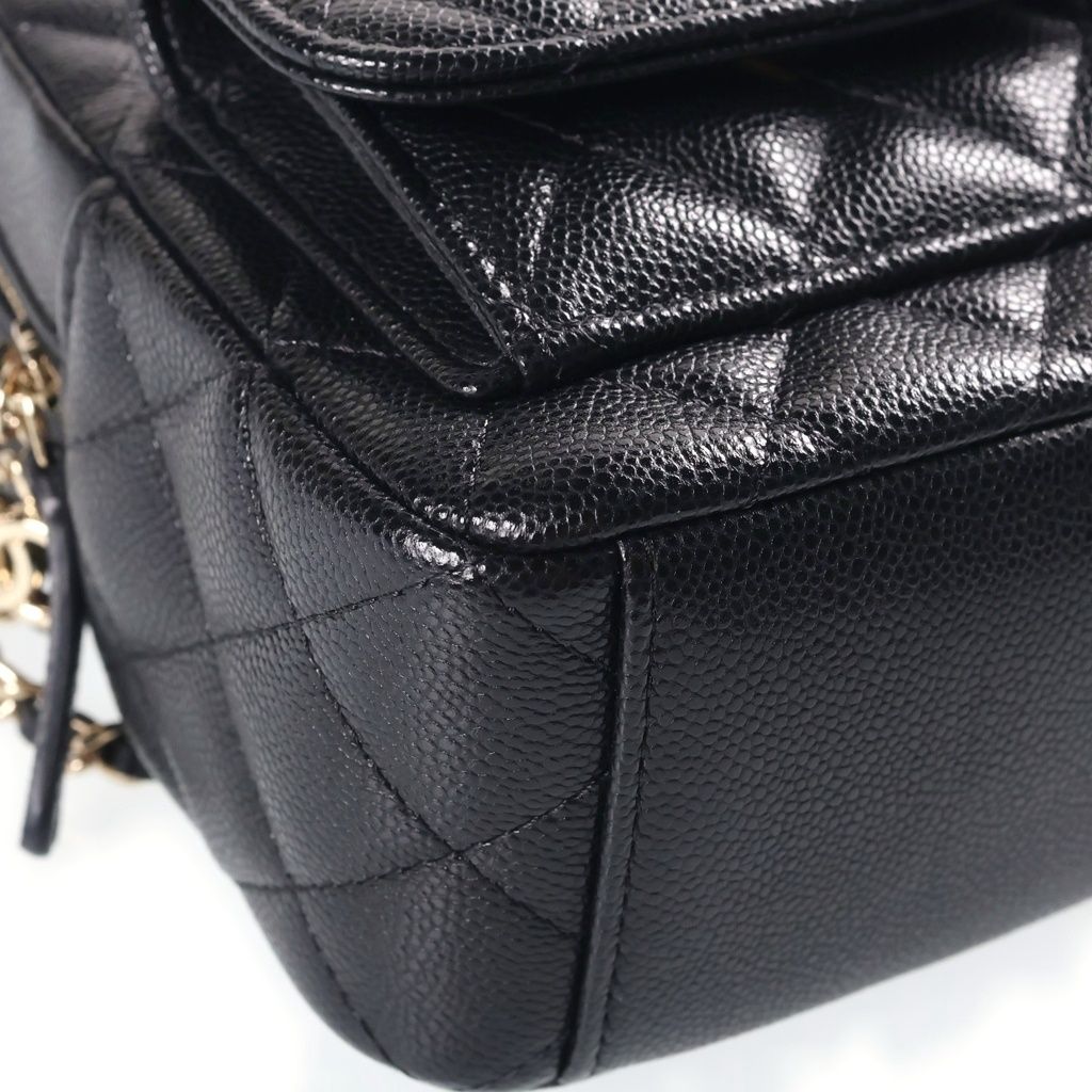 Chanel Mini Backpack Black Caviar Leather Gold — view 5
