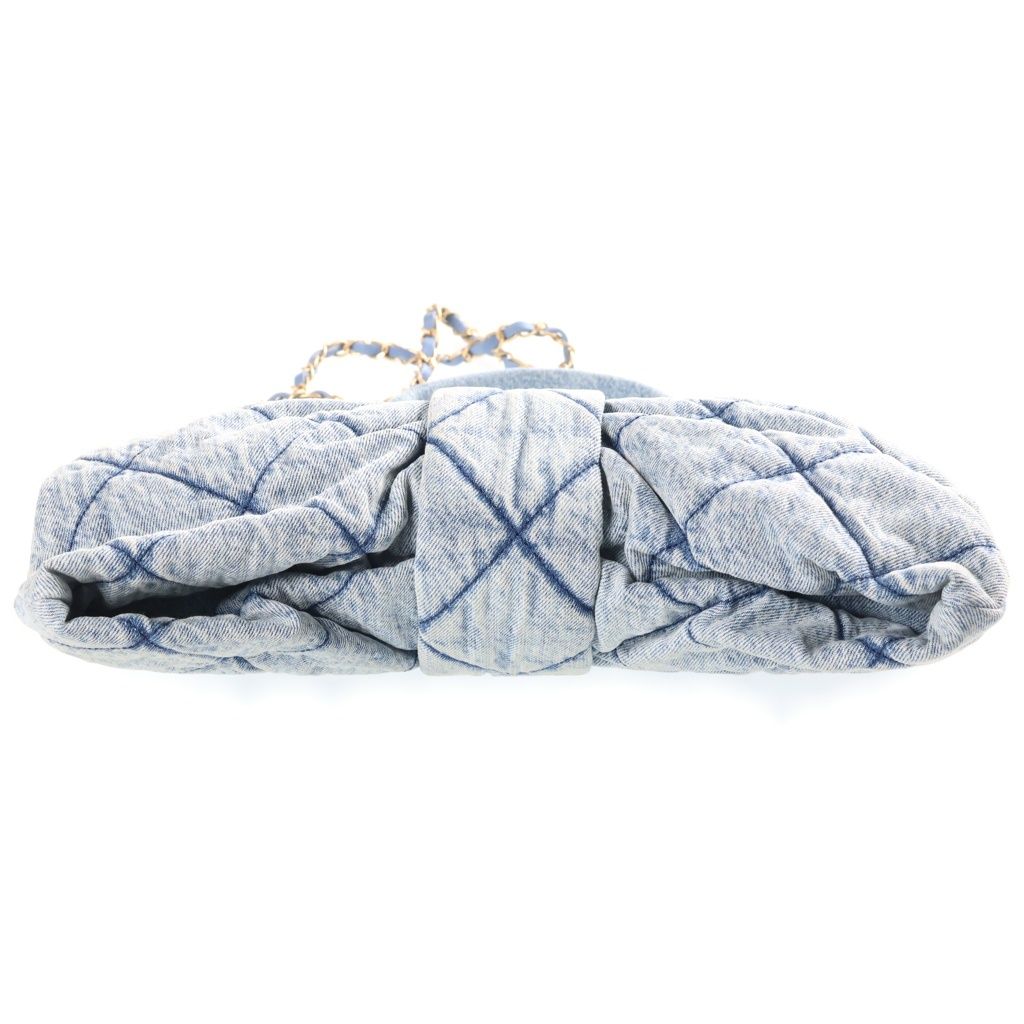 Chanel Bow Denim Ribbon 2-Way Chain Shoulder Bag Indigo Gold — view 4