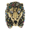 Gucci Lion Head Rhinestone Ring Gold