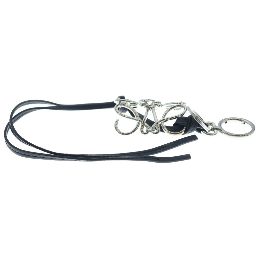 Loewe Anagram Bag Charm Key Ring Key Holder Silver Black — view 4