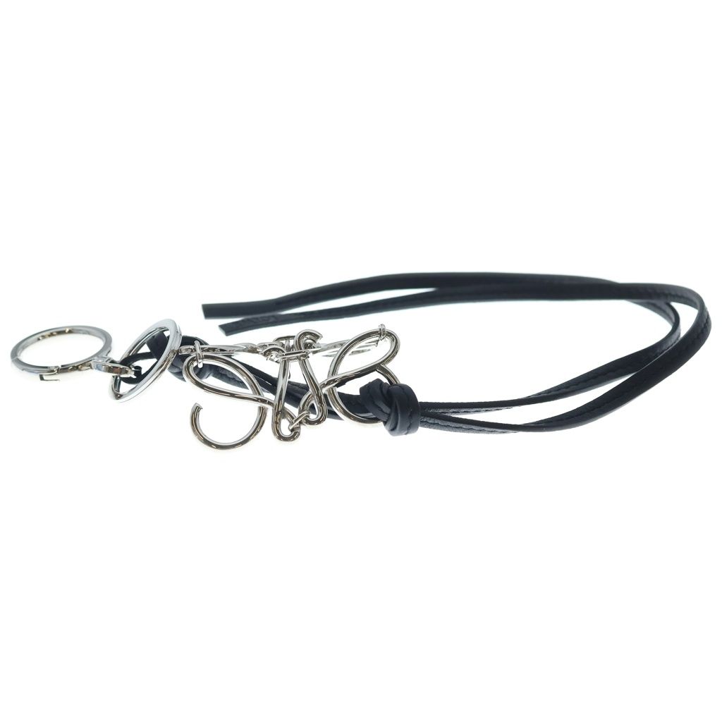 Loewe Anagram Bag Charm Key Ring Key Holder Silver Black — view 3