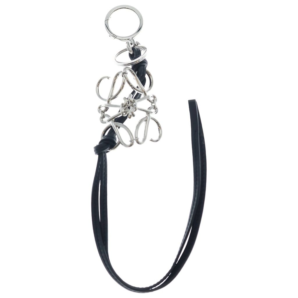 Loewe Anagram Bag Charm Key Ring Key Holder Silver Black