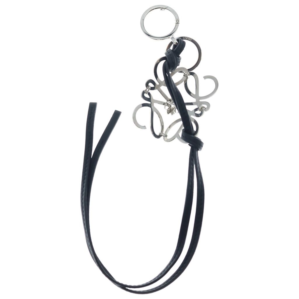 Loewe Anagram Bag Charm Key Ring Key Holder Silver Black — view 2