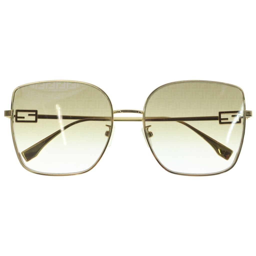 Fendi Baguette Sunglasses Square Metal Frame Eyewear Gold