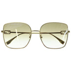 Fendi Baguette Sunglasses Square Metal Frame Eyewear Gold