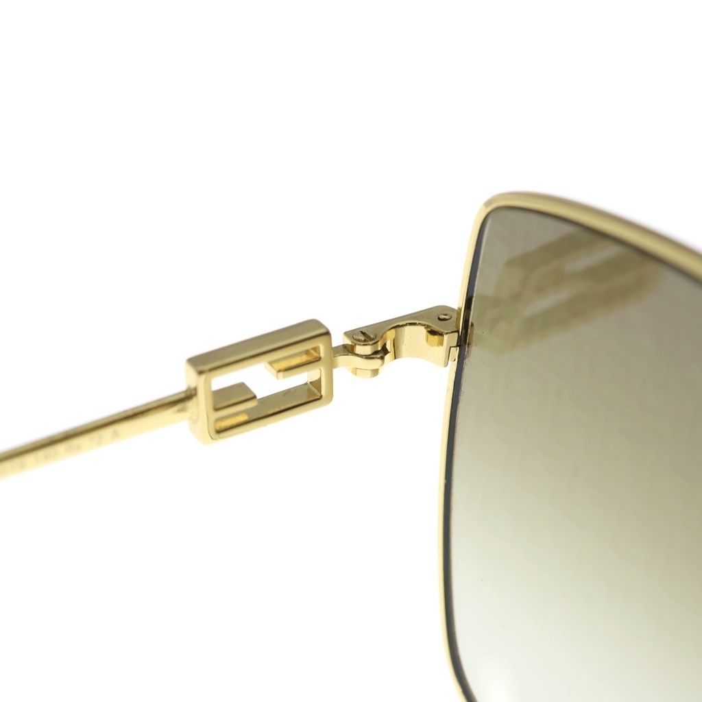 Fendi Baguette Sunglasses Square Metal Frame Eyewear Gold — view 4