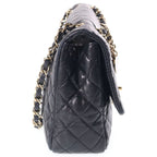Chanel Quilted 25 Valentine Heart Charm Chain Shoulder Bag Black Lambskin Gold — view 3