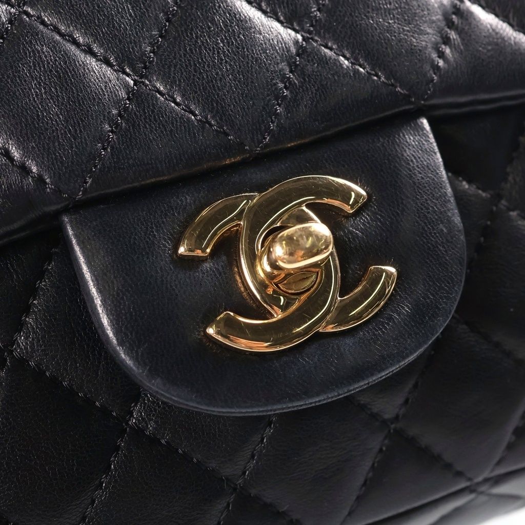 Chanel Quilted 25 Valentine Heart Charm Chain Shoulder Bag Black Lambskin Gold — view 6
