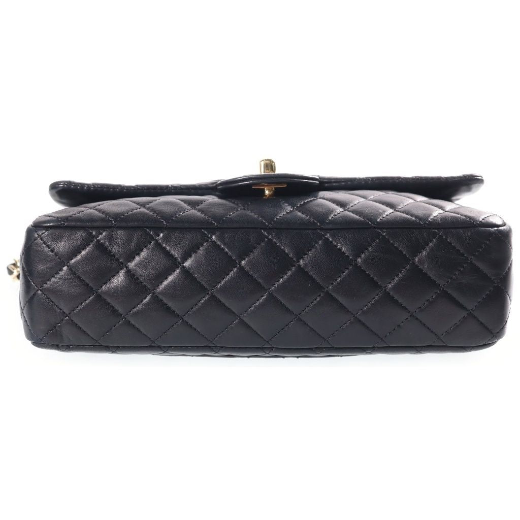 Chanel Quilted 25 Valentine Heart Charm Chain Shoulder Bag Black Lambskin Gold — view 4
