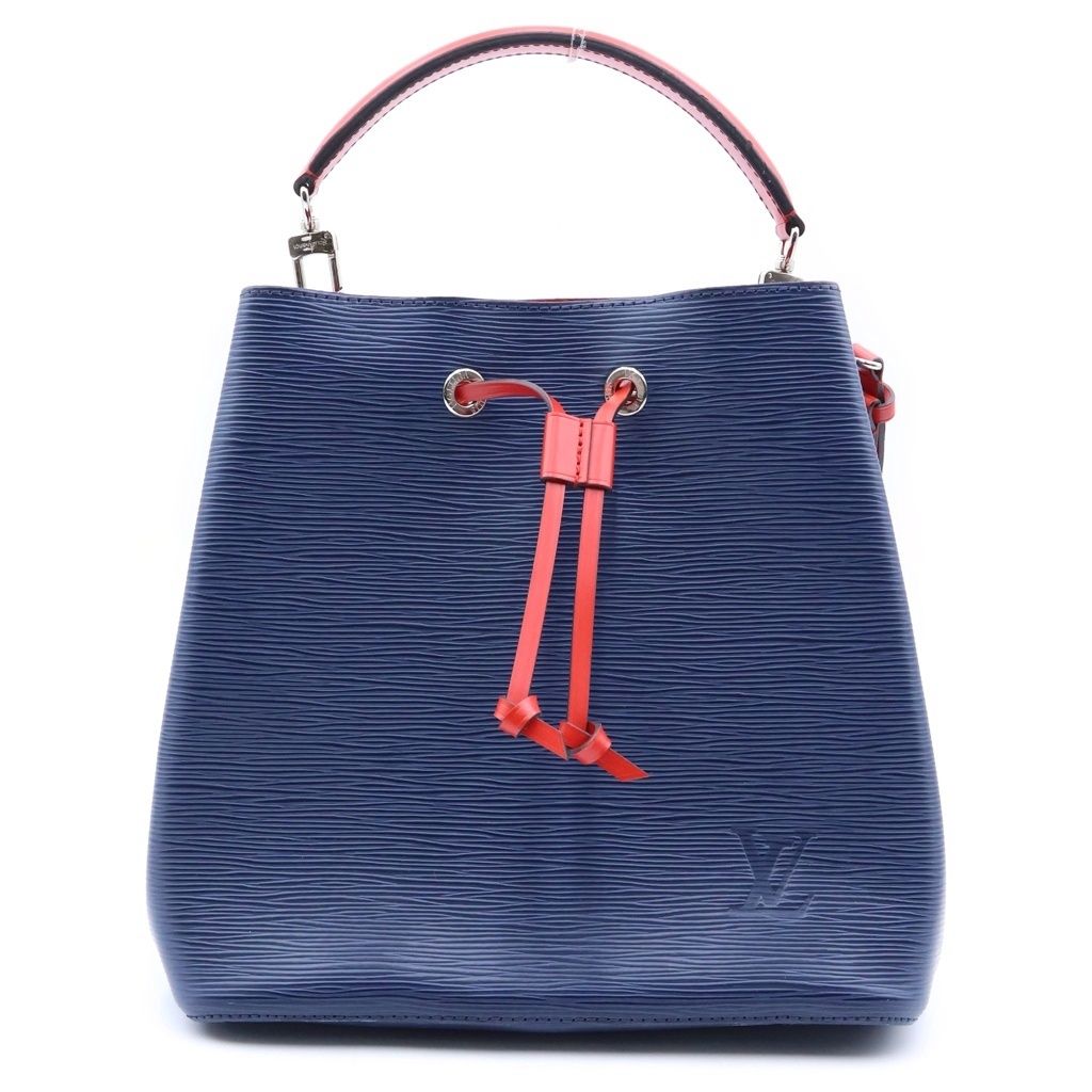 Louis Vuitton Neo Noe Epi Indigo Blue 2-Way Shoulder Bag Navy Red Silver
