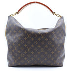 Louis Vuitton Monogram Sully PM Handbag Bag Brown Leather Gold
