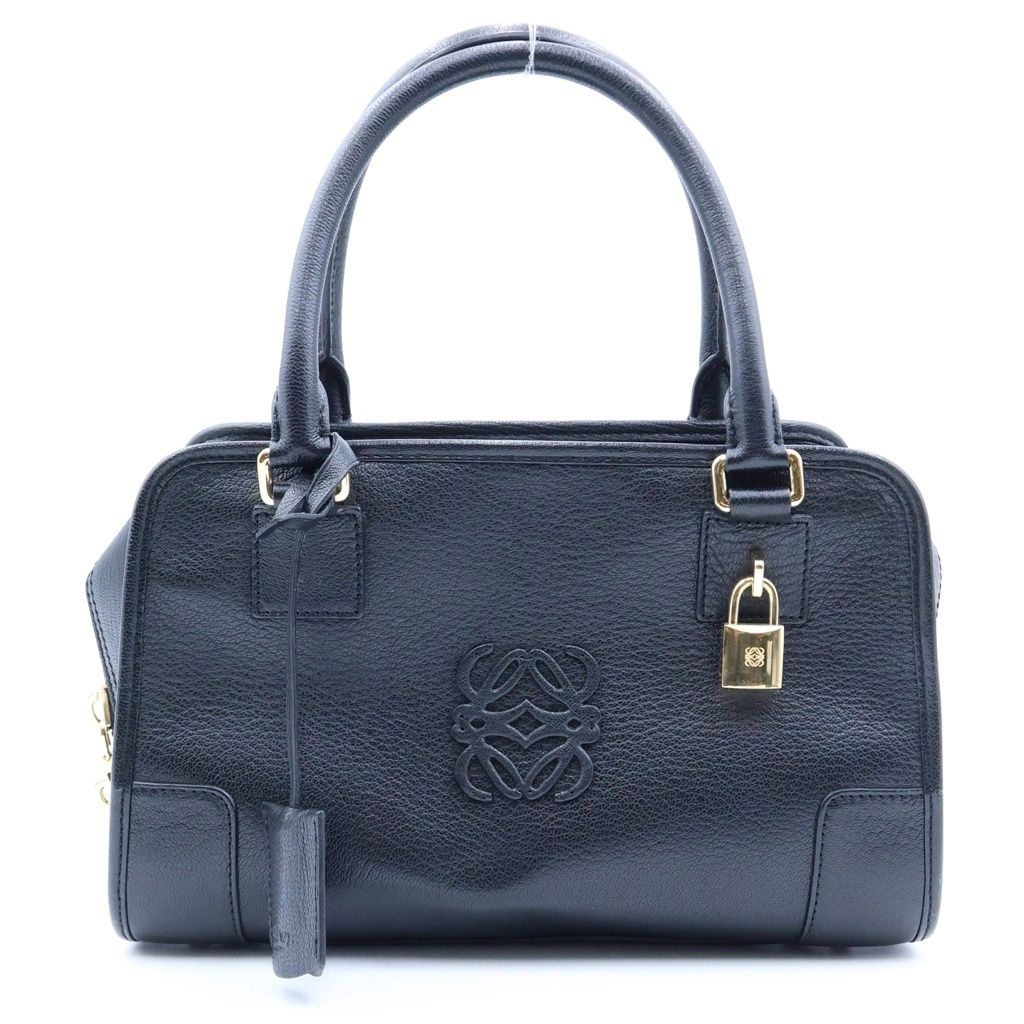 Loewe Amazona 28 Boston Bag Black Leather Gold