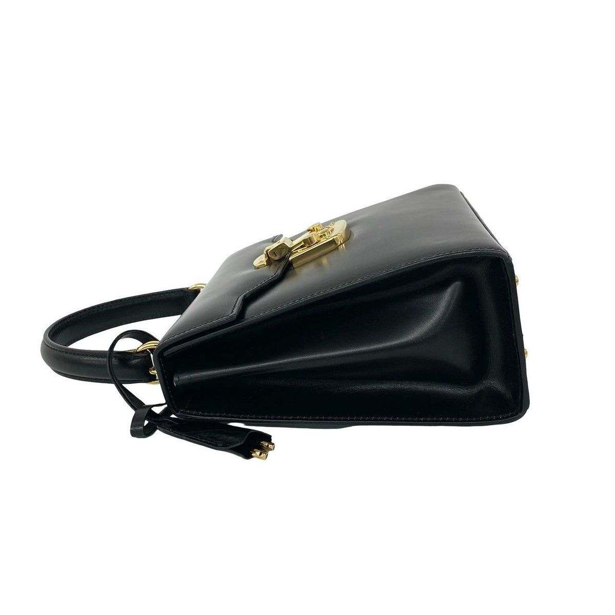 Gucci Vintage Ladylock Logo Leather 2-Way Shoulder Bag Black — view 5