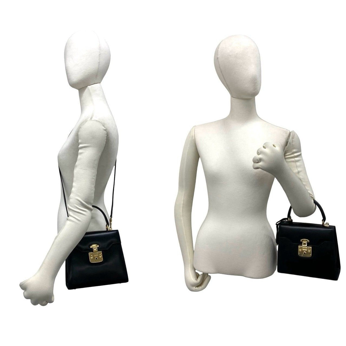 Gucci Vintage Ladylock Logo Leather 2-Way Shoulder Bag Black — view 2