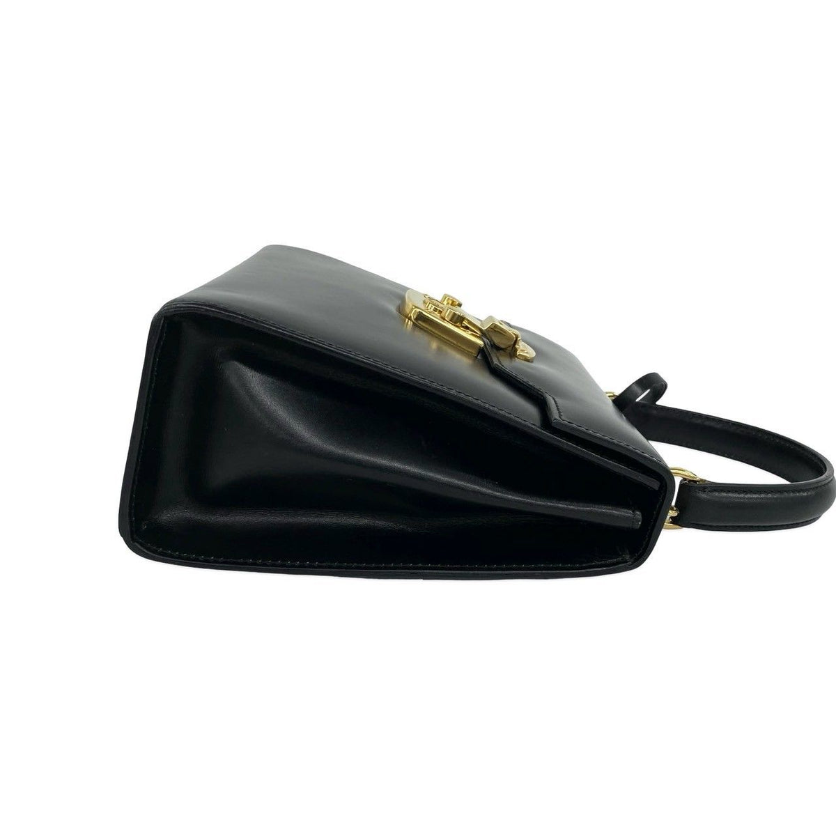 Gucci Vintage Ladylock Logo Leather 2-Way Shoulder Bag Black — view 6