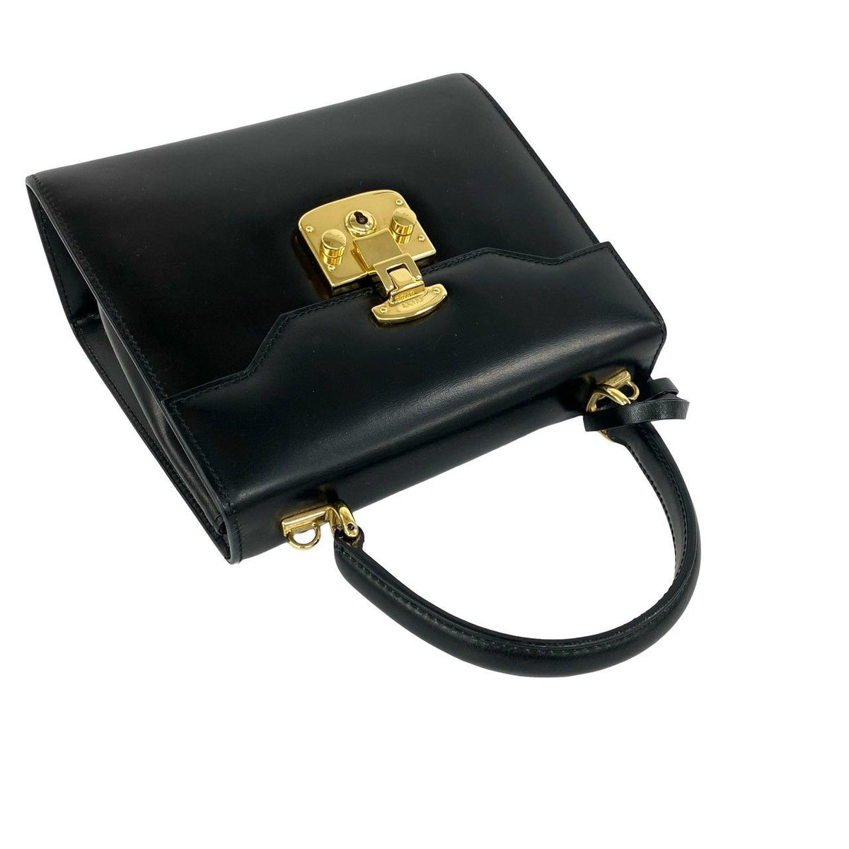 Gucci Vintage Ladylock Logo Leather 2-Way Shoulder Bag Black — view 4