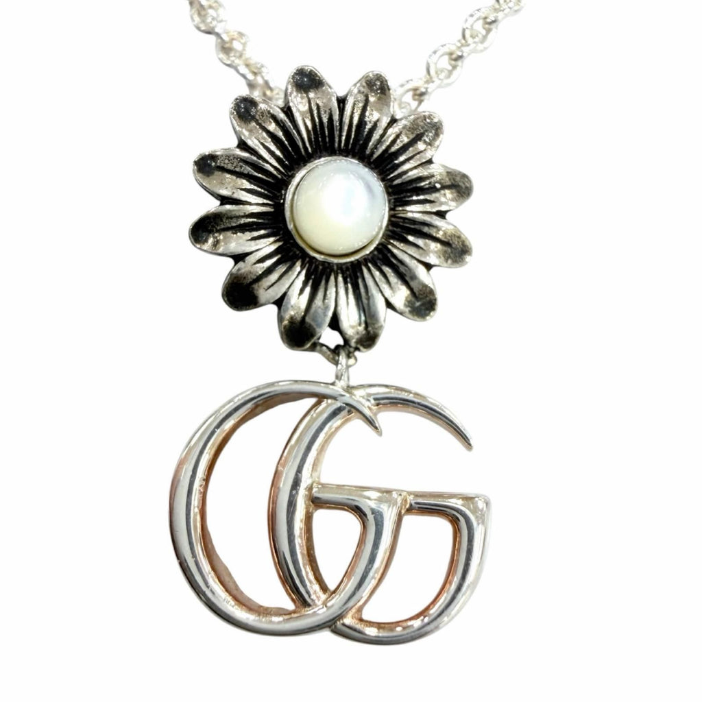 Gucci Double G Necklace Mother of Pearl Silver