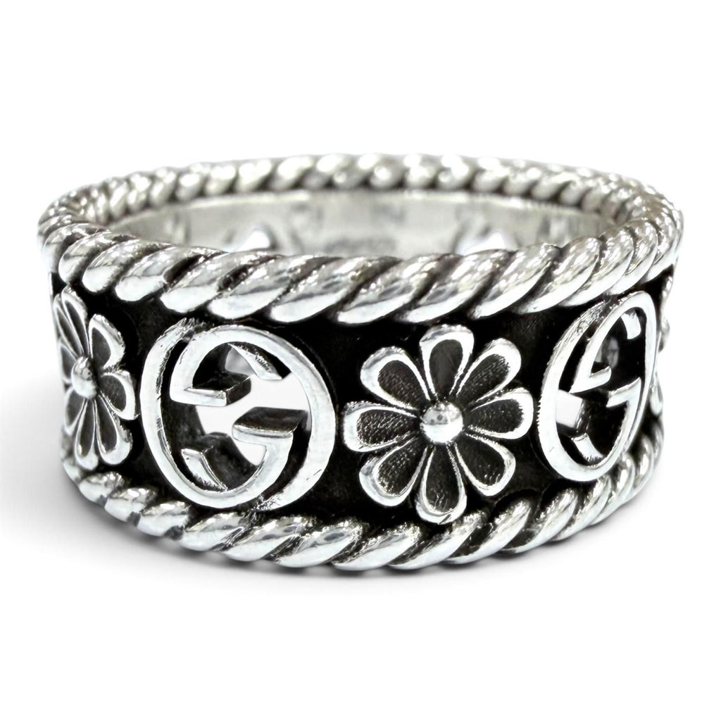 Gucci Interlocking G Flower Ring Silver JP — view 3