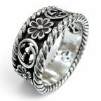 Gucci Interlocking G Flower Ring Silver JP
