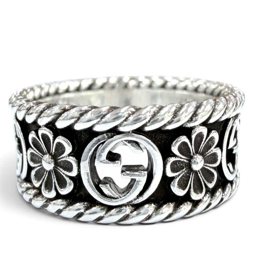 Gucci Interlocking G Flower Ring Silver JP — view 2