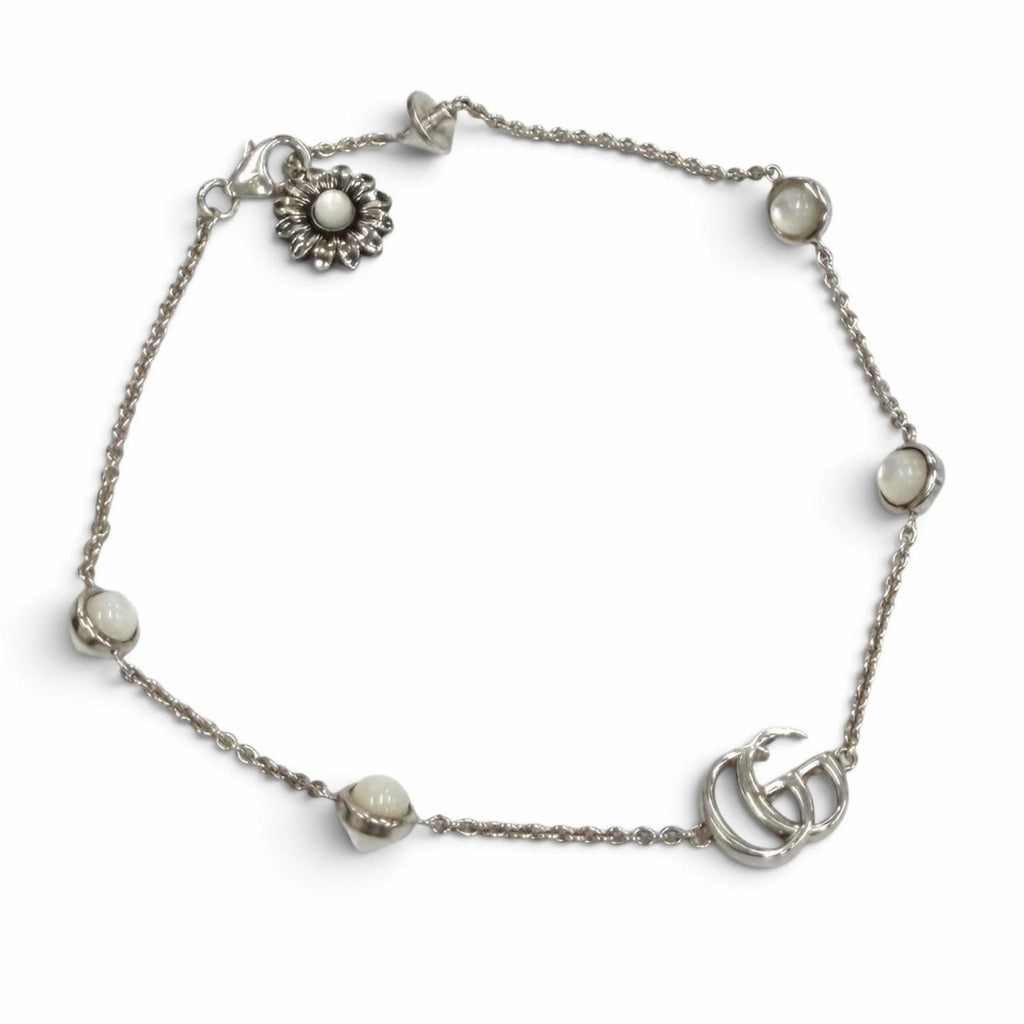 Gucci Double G Mother of Pearl Bracelet 925 Color Stone White Silver