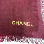 Chanel Cashmere 100% 136 184 Logo Horse Pattern Large Shawl Scarf Bordeaux — view 6