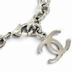 Chanel CC Logo Rhinestone Chain Necklace Silver — view 6