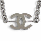 Chanel CC Logo Rhinestone Chain Necklace Silver — view 4
