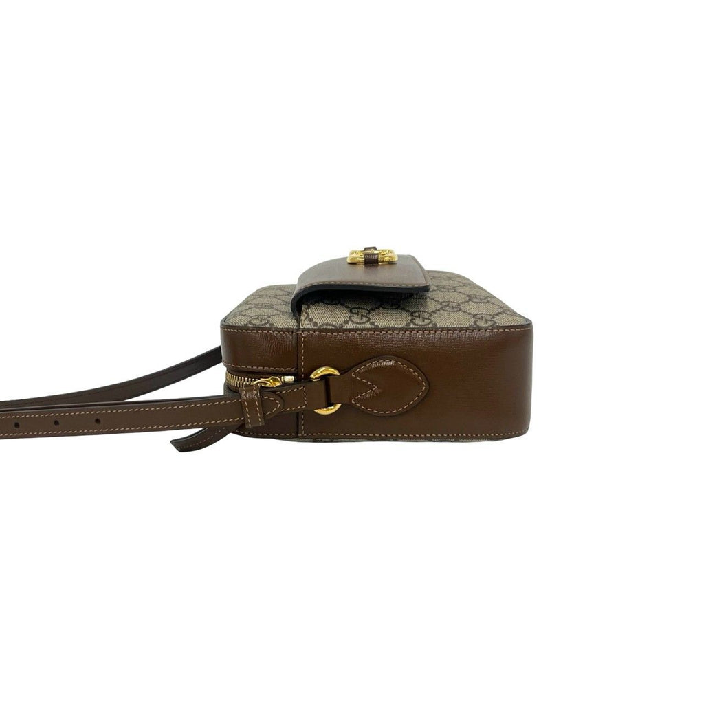 Gucci Horsebit 1955 GG Supreme Leather Shoulder Bag Pochette Crossbody Brown — view 5