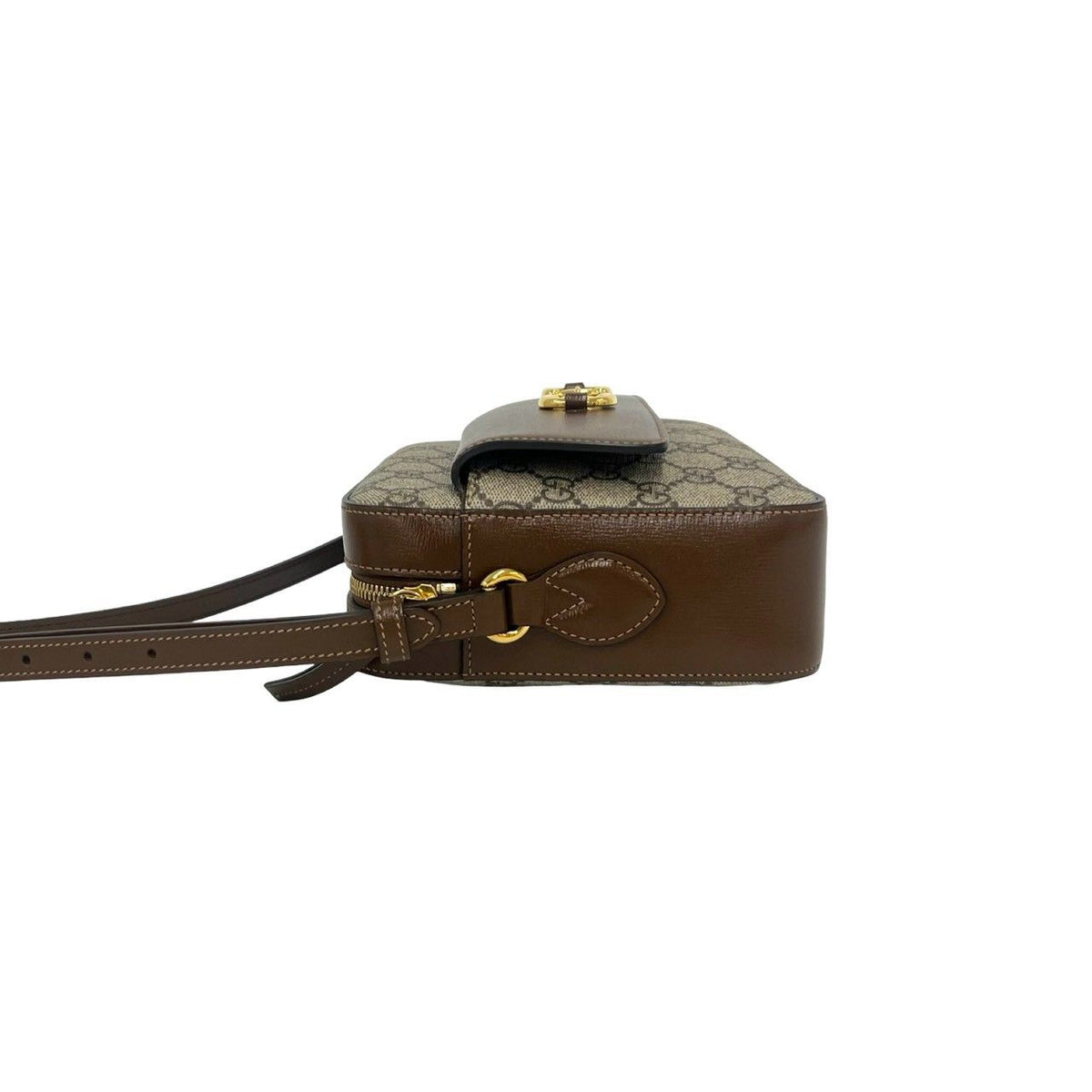 Gucci Horsebit 1955 GG Supreme Leather Shoulder Bag Pochette Crossbody Brown — view 5