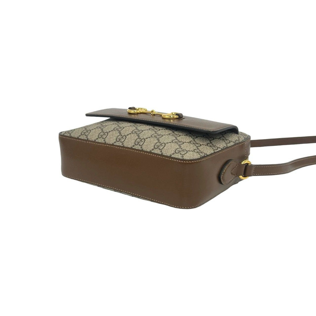 Gucci Horsebit 1955 GG Supreme Leather Shoulder Bag Pochette Crossbody Brown — view 8