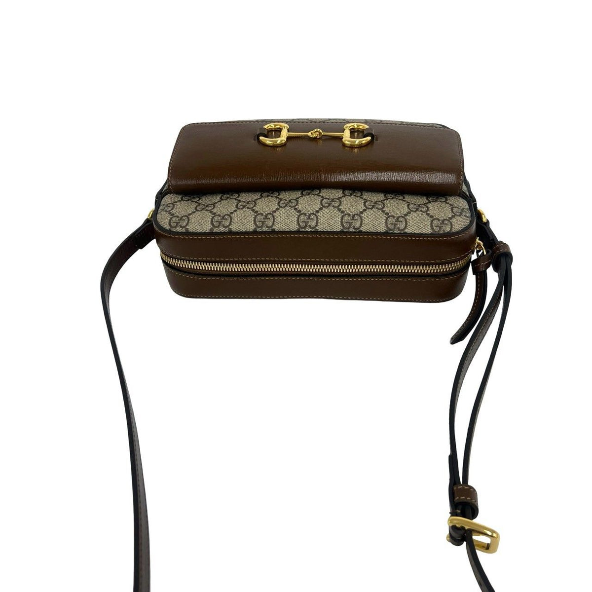 Gucci Horsebit 1955 GG Supreme Leather Shoulder Bag Pochette Crossbody Brown — view 4