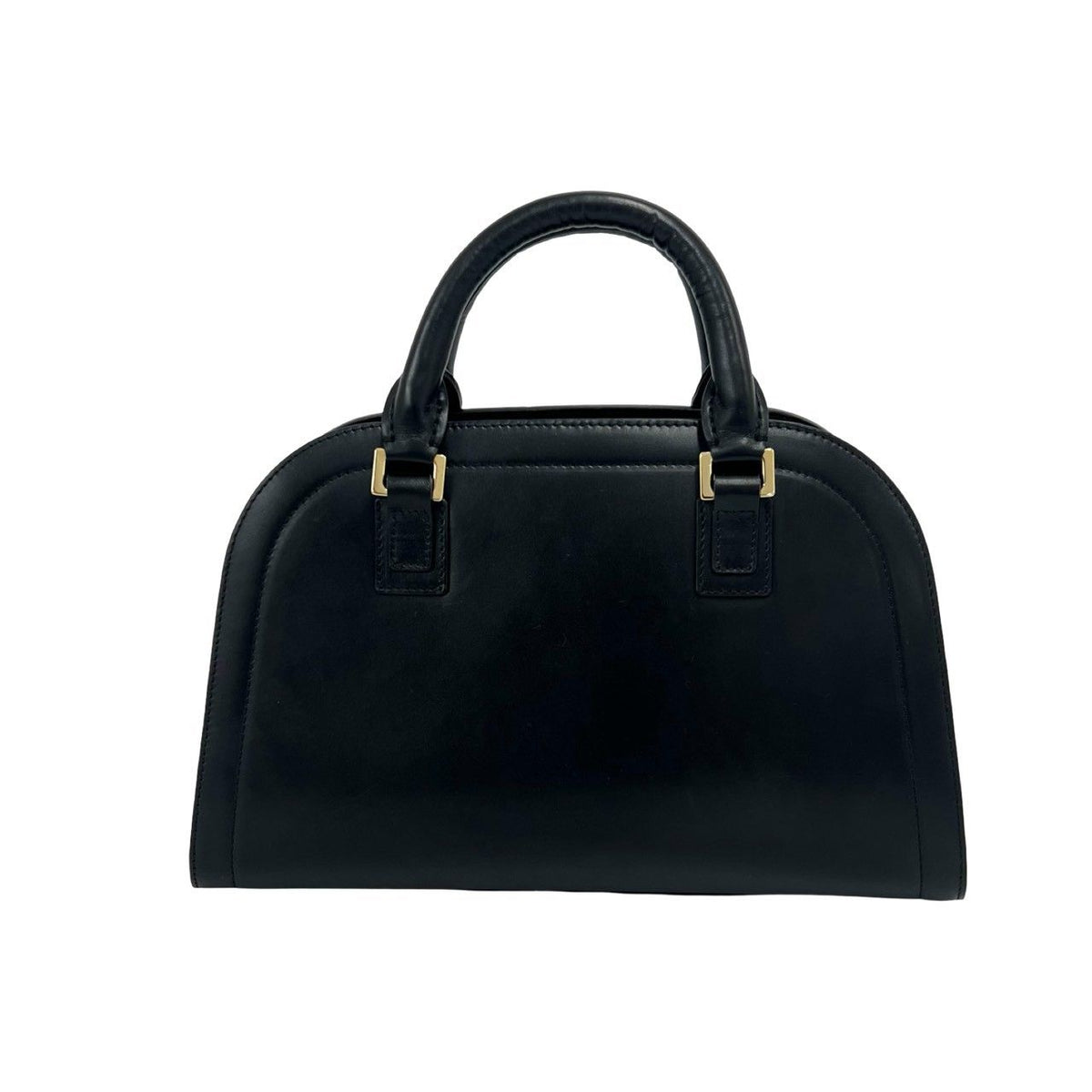 Celine Triomphe Logo Embossed Leather Mini Boston Bag Tote Black — view 3