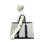 Hermes Garden Party GM Toile H Negonda Leather Handbag Gray Black — view 2