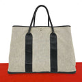 Hermes Garden Party GM Toile H Negonda Leather Handbag Gray Black