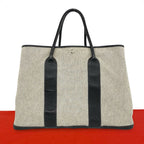 Hermes Garden Party GM Toile H Negonda Leather Handbag Gray Black