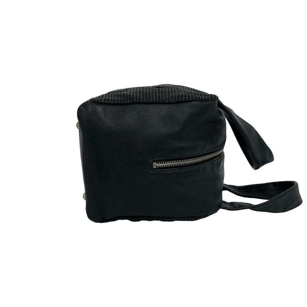 Chanel CC Logo Leather Mini Boston Bag Tote Black — view 6