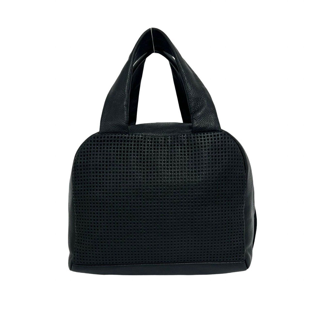 Chanel CC Logo Leather Mini Boston Bag Tote Black — view 3