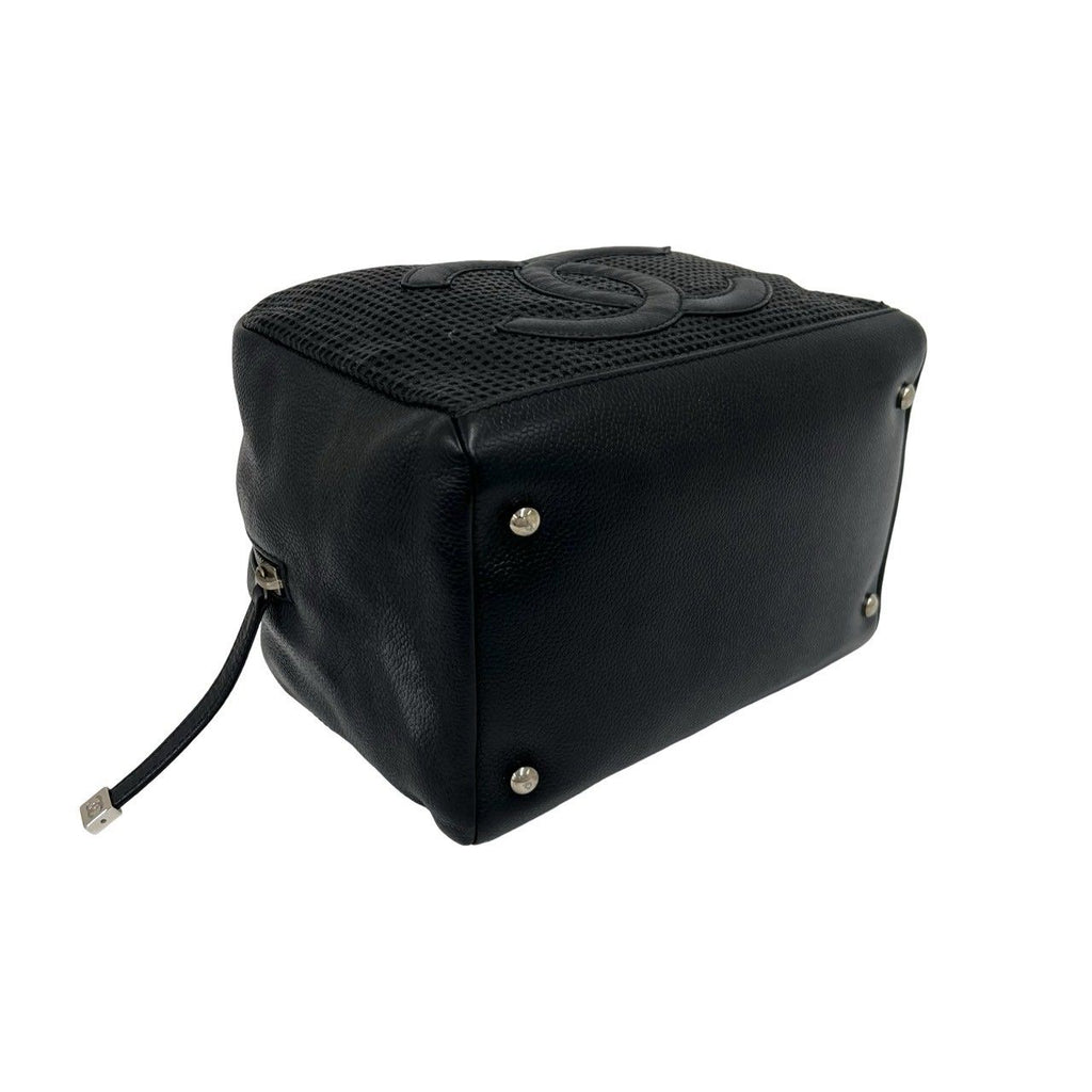 Chanel CC Logo Leather Mini Boston Bag Tote Black — view 7