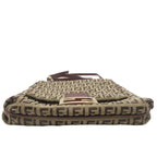 Fendi Zucchino Shoulder Bag Beige Brown Canvas — view 4