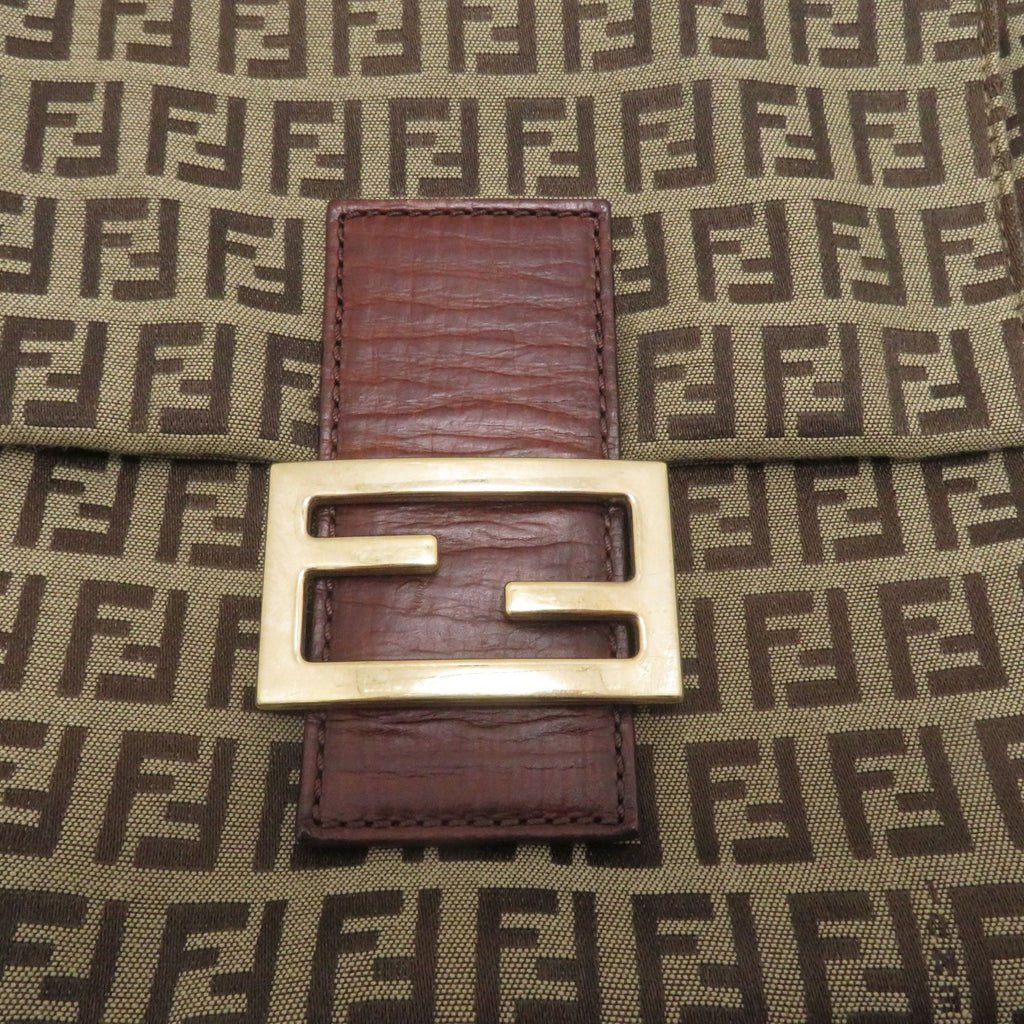 Fendi Zucchino Shoulder Bag Beige Brown Canvas — view 5
