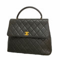 Chanel Handbag Quilted Lambskin Black Gold