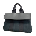 Hermes Tote Bag Valparaiso PM Toile Chevron Black Silver