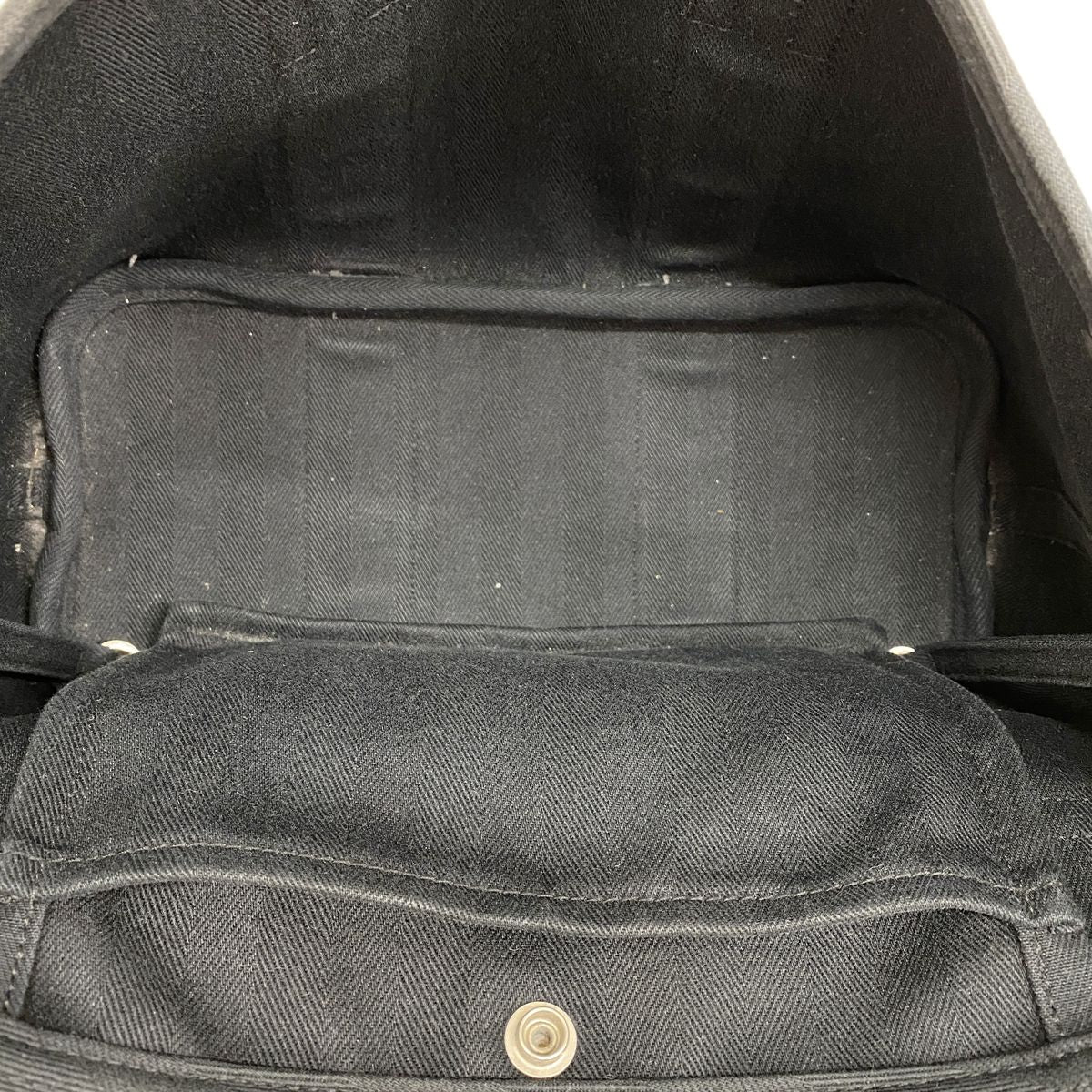 Hermes Tote Bag Valparaiso PM Toile Chevron Black Silver — view 4