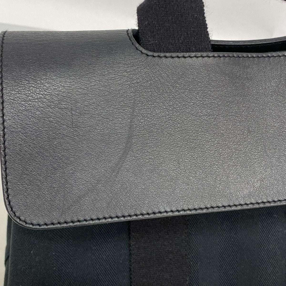 Hermes Tote Bag Valparaiso PM Toile Chevron Black Silver — view 8
