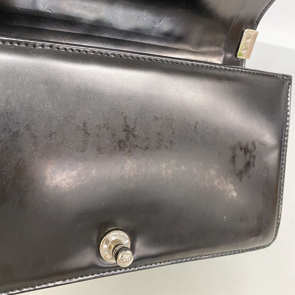 Chanel Shoulder Bag Boy Leather Black Silver — view 8
