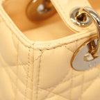 Dior Handbag Cannage Lady Leather Yellow Champagne Gold 2-Way Bag — view 6