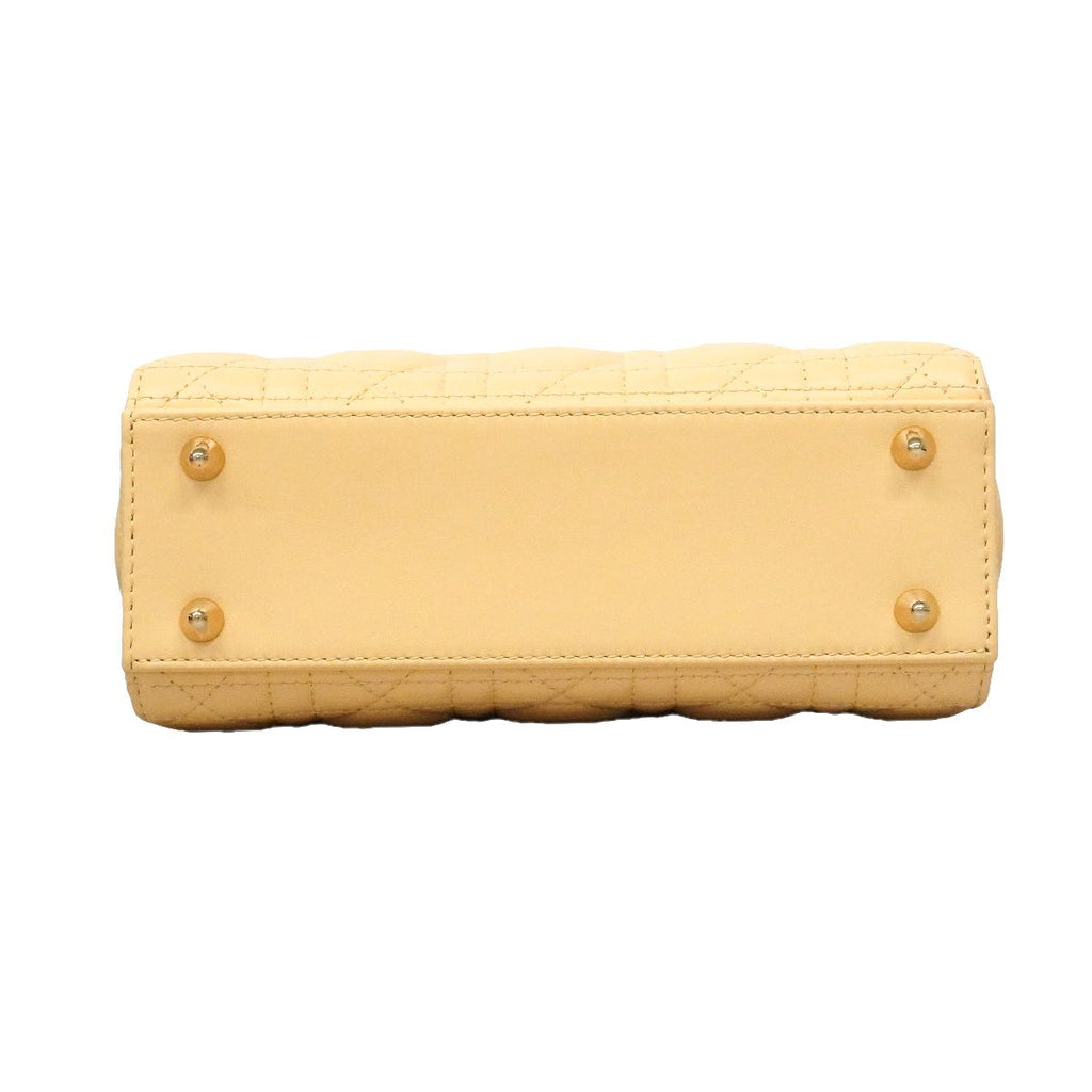 Dior Handbag Cannage Lady Leather Yellow Champagne Gold 2-Way Bag — view 3